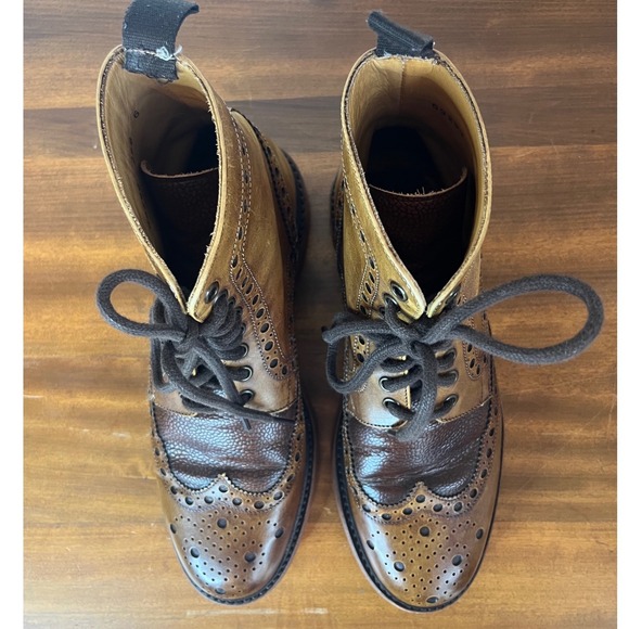 Herring Boots Leather Wingtip Brogue Boots Tan Brown Size UK 6 EU 40 Men US 7/8 - Picture 5 of 9